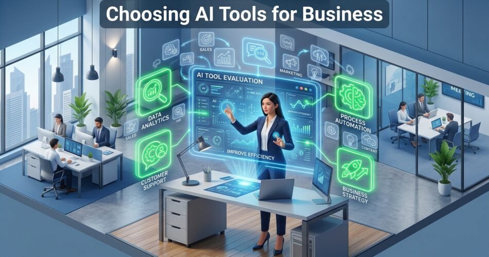 Professional selecting AI business
